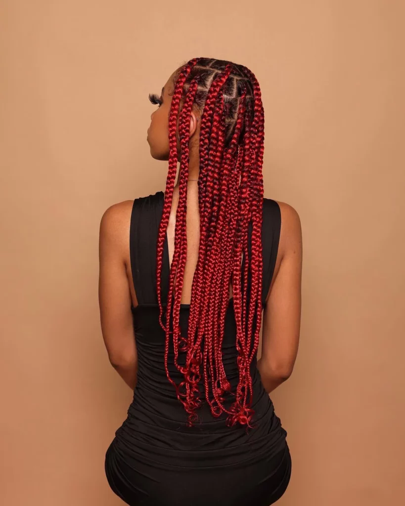 red knotless box braids hairstyles