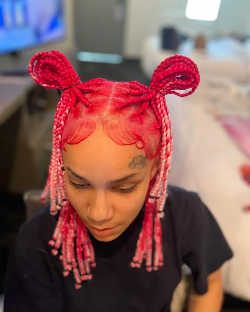 Pink and Red Knotless Braids