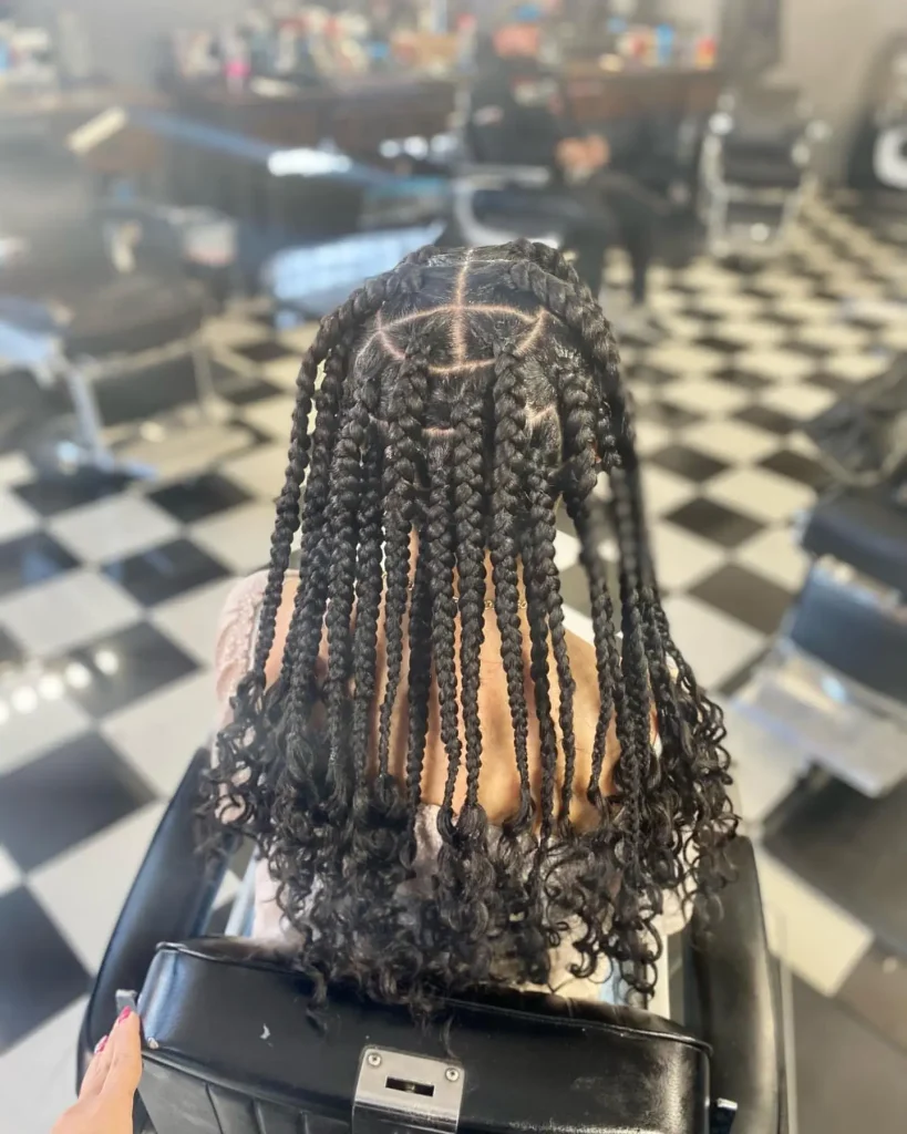 short box braids hairstyles with curls