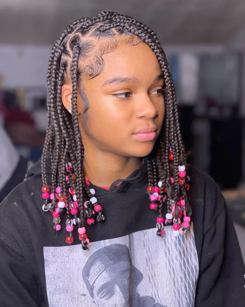 short box braids hairstyles with beads