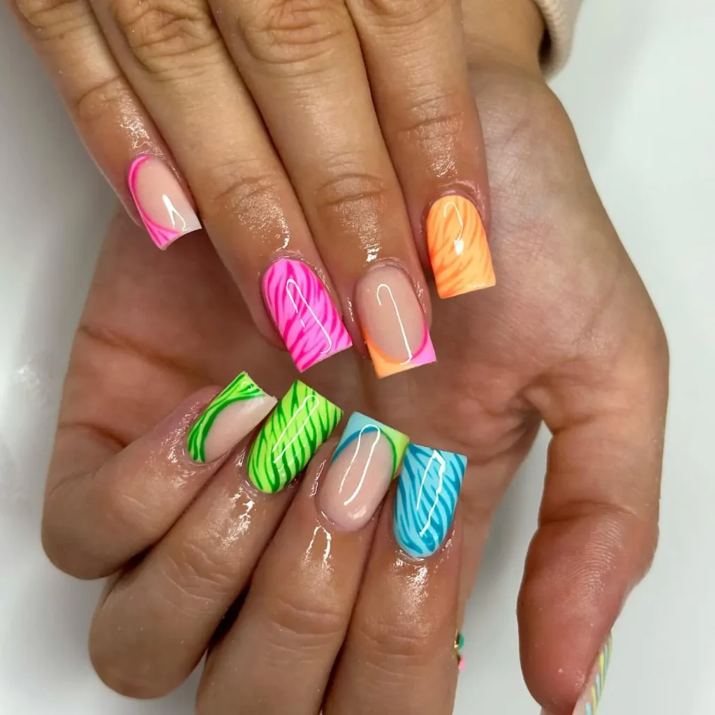 colourful short nail art