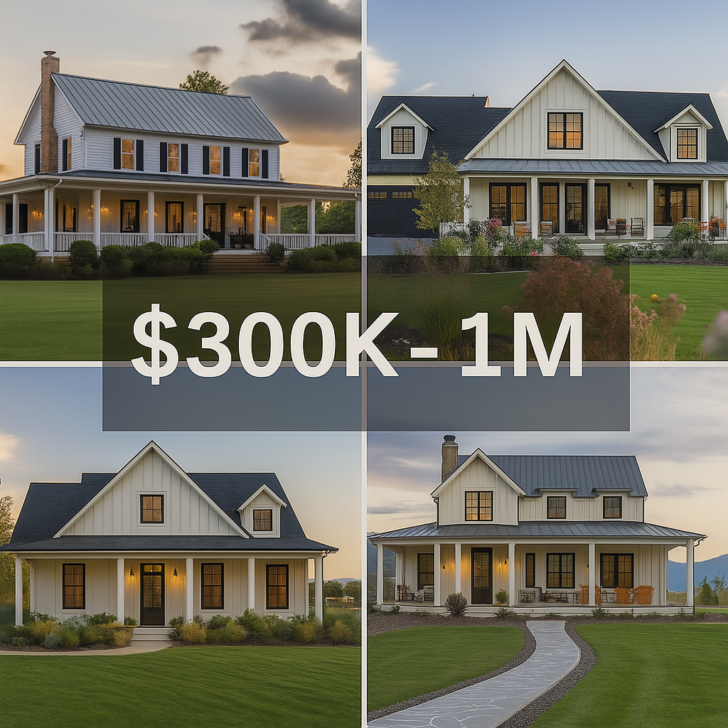 Building a Farmhouse in 2025? Here’s What $300K–$1M Gets You (Across the U.S.)